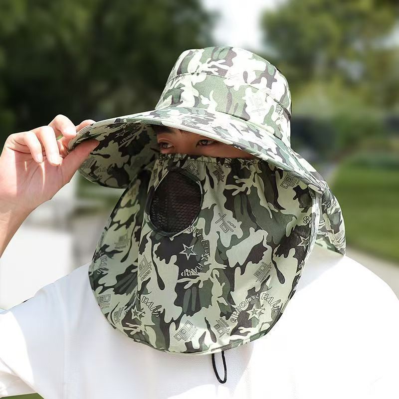 Topi Outdoor Abu Klasik Wanita – Topi Penutup Wajah & Leher Anti Panas Unisex
