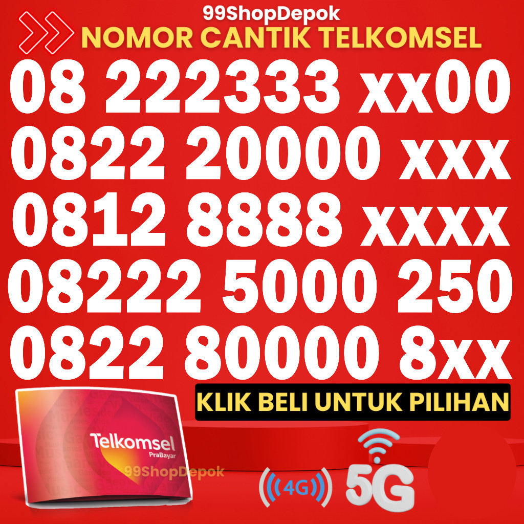 Murah Kartu Perdana Nomor Cantik Telkomsel Simpati KODE 555.4 - Nomer Cantik Telkomsel 8888 - No Can