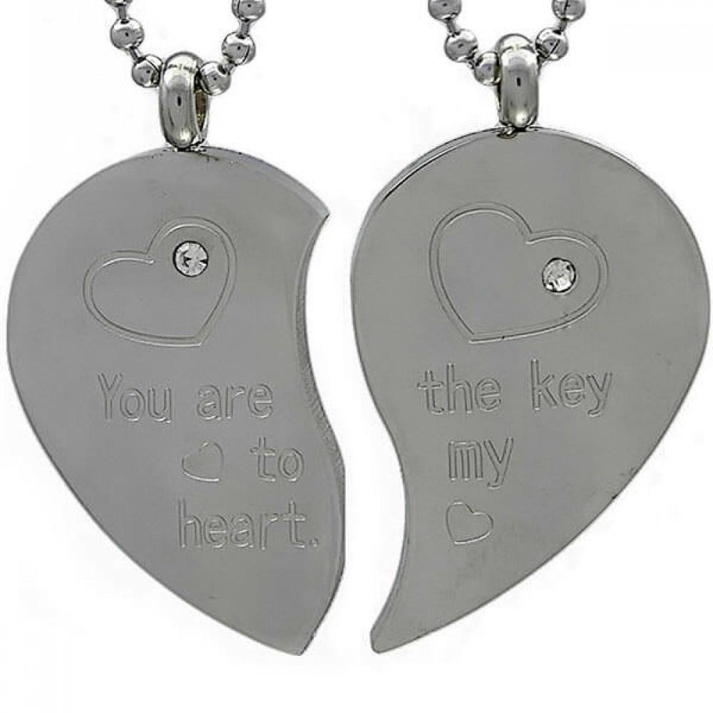 Kalung Couple pasangan Love Heart hati limited import steel titanium