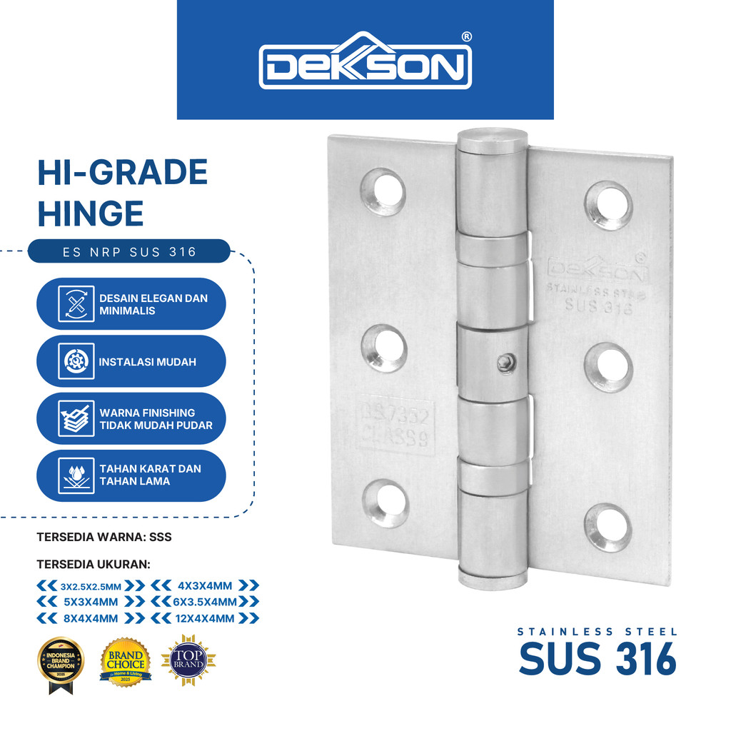 DEKKSON Non Removable Pin Hinge Engsel Kupu NRP ESS 316 SUS 316