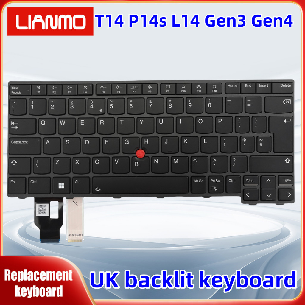 for Lenovo Thinkpad T14 Gen3 P14S L14 Gen3 Gen4 With backlight UK notebook keyboard