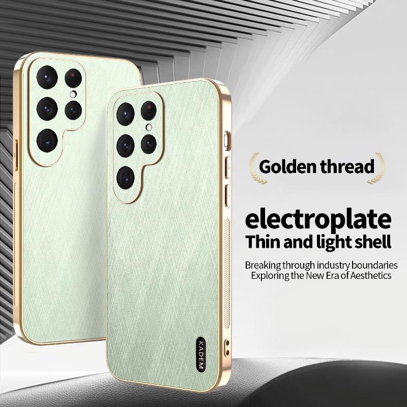 Untuk Samsung Galaxy S23 Ultra Casing Ponsel Mewah dengan Lapisan Emas dan Benang Emas, Dilengkapi d