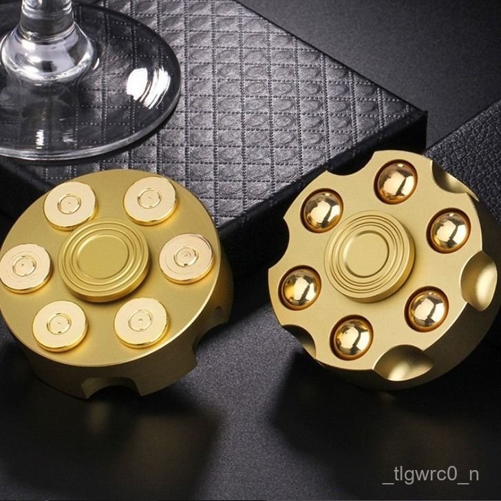 Revolver Bullet Rotating Fidget Toy Full Metal Gyroscope Children's Toy Adult Stress Relief Pure Cop