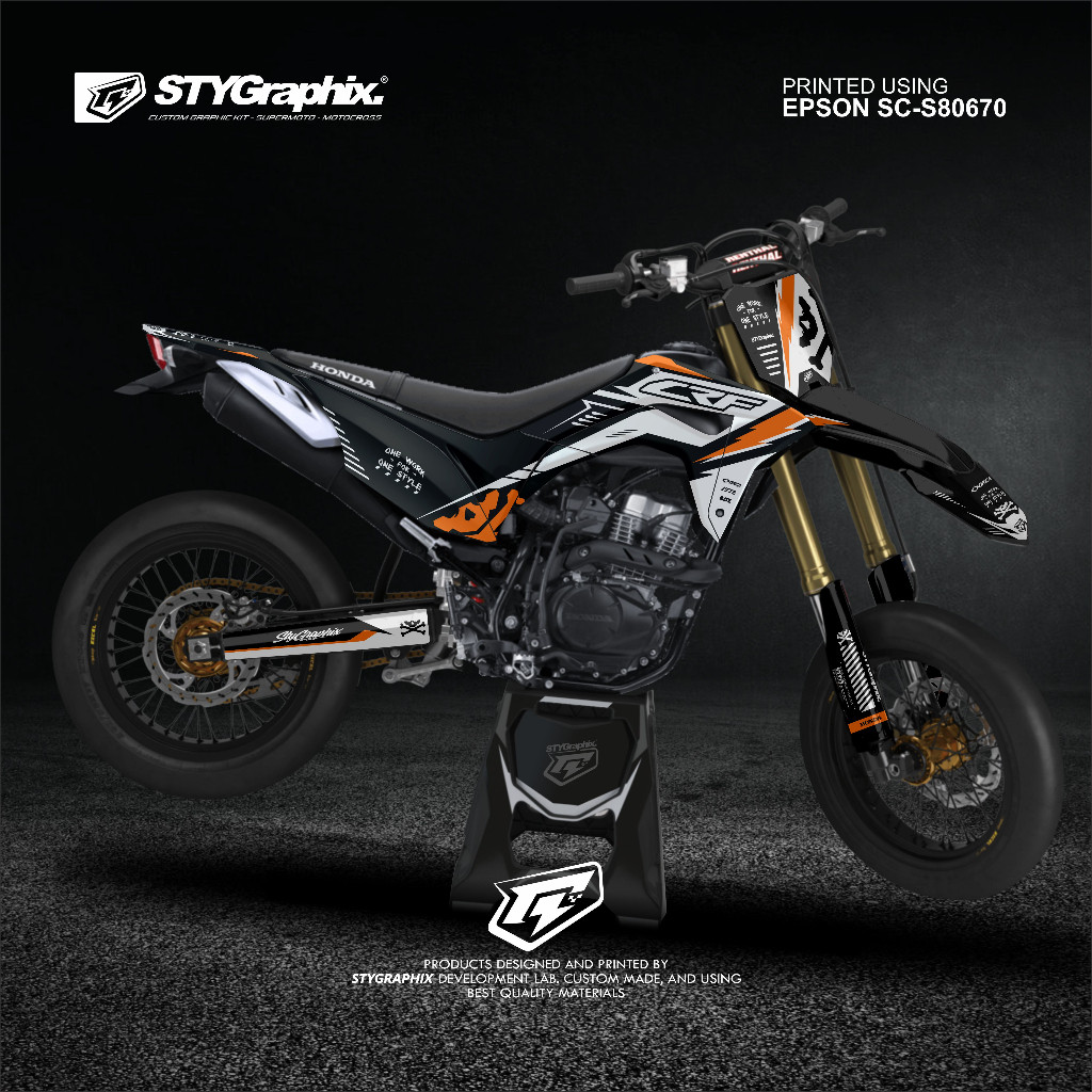 DECAL CRF 150L DTRACKER KLX BF KLX GORDON WR 155R HITAM ORANGE