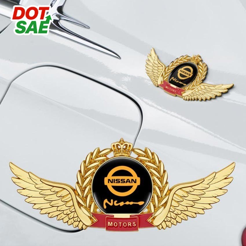 DOT SAE Stiker Logo Nissan And Emblem Sayap Wing Timbul 3D Telinga Gandum Stiker Dekorasi Mobil Prem