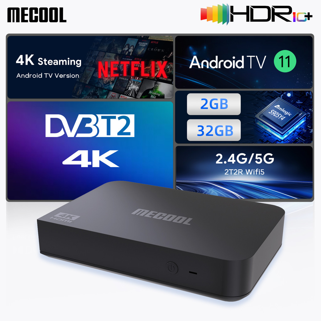 MECOOL DVB T2 Android TV Box KT2 with Android 11 Google Netflix Certified ATV 100M 2+32G S905Y4 WIFI