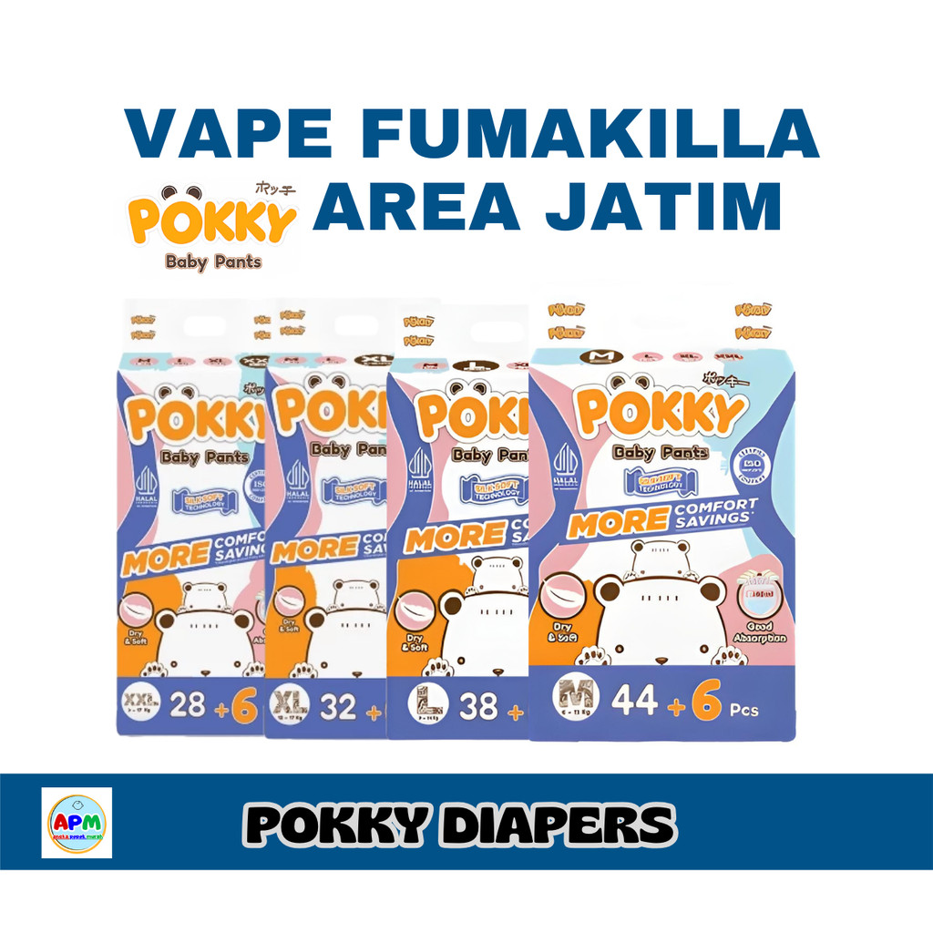 POKKY Baby Pants Super Jumbo Pack Size M44+6 / L38+6 / XL32+6 / XXL28+6  Popok Bayi Sekali Pakai Tip