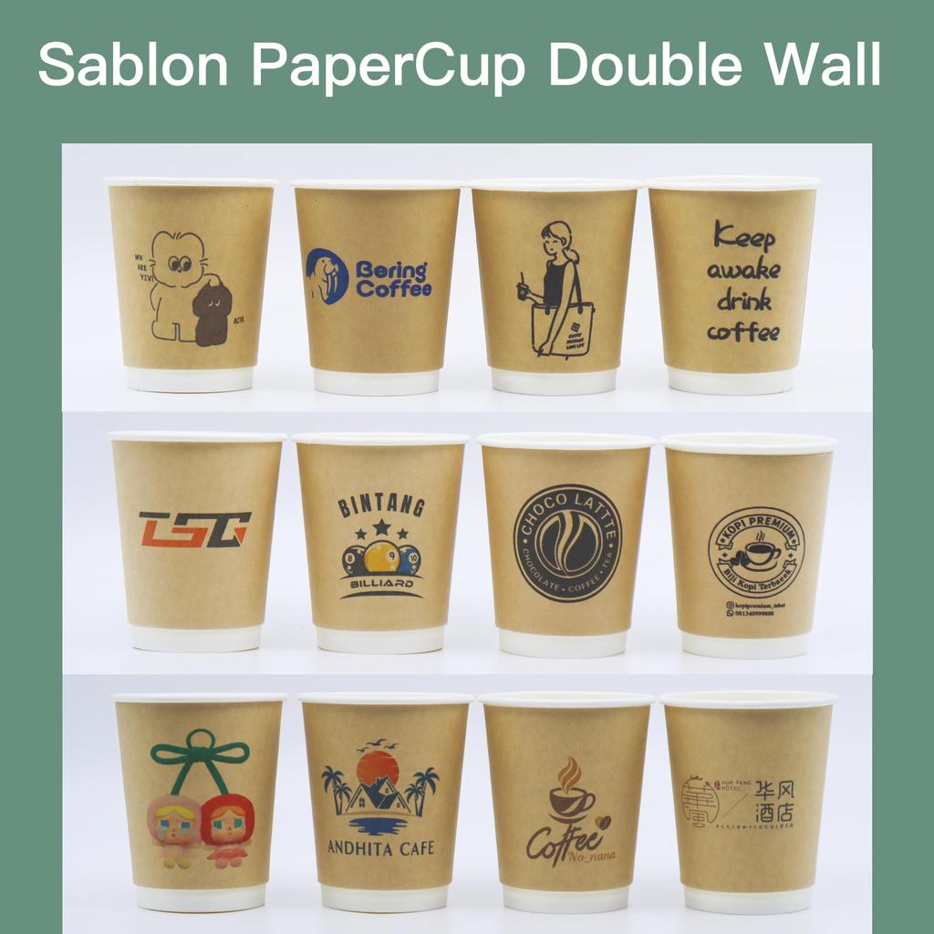 Sablon Papercup Double Wall Kraft Luar 8oz 12oz 16oz 22oz | Full Color Multiwarna & Multisisi | Free