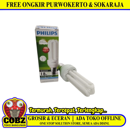 18 WATT / PHILIPS Essentials Lampu Bohlam Jari Tube Putih