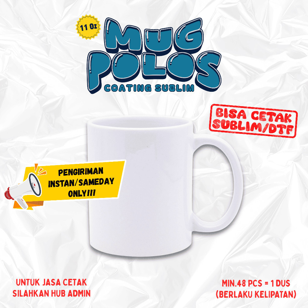 MUG PUTIH POLOS IMPORT | gelas siap press coating sublim 11 oz | jasa cetak stiker dtf (3)