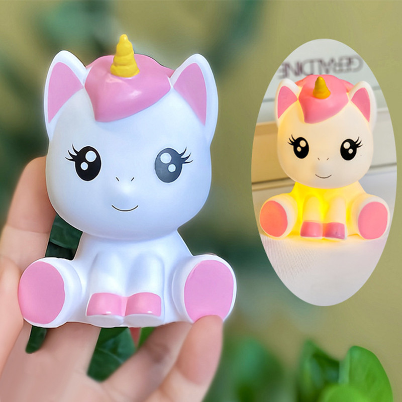 Lampu Tidur Vinyl Pony Kreatif untuk Kamar Tidur Anak Perempuan, Lampu Samping Tempat Tidur, Hiasan 