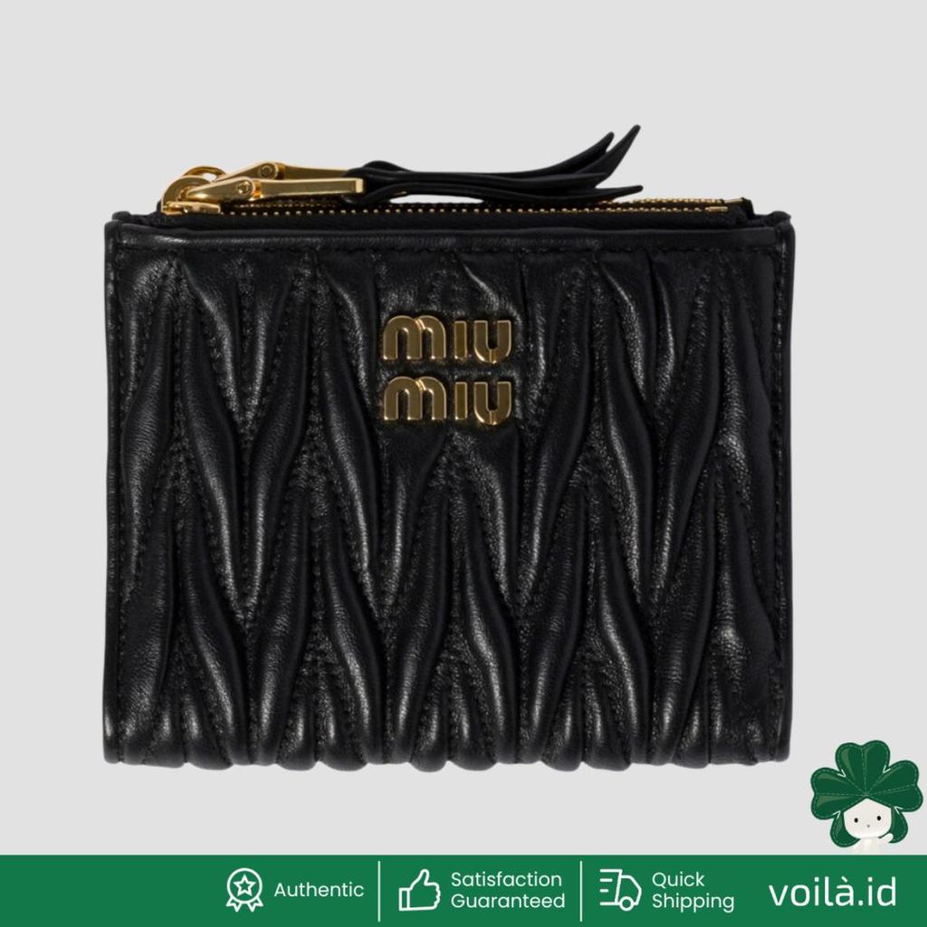 Small Matelasse Nappa Leather Zip Bifold Wallet Black