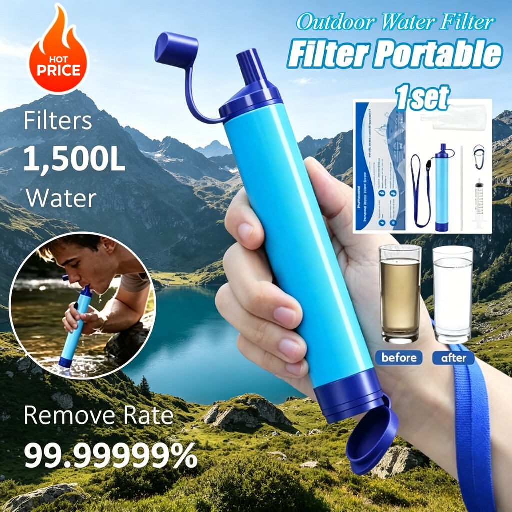 COD 1 Set Water Filter Straw Sedotan Penyaring Air Multifungsi Filter Air Minum Portable Outdoor Air