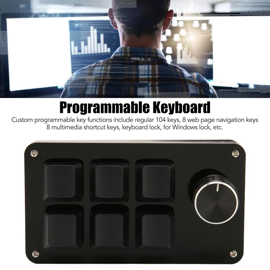 6 Key Mini Keypad with Knob USB Y Programmable Keyboard OSU Gaming Keyboard for Gaming Office 6 Keys