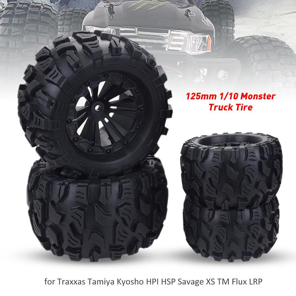 ZD Racing 4PCS 125MM 1/10 Monster Truck Tire Rubber Rocks Tyres 12mm Wheel Hex for RC Crawler Axial 