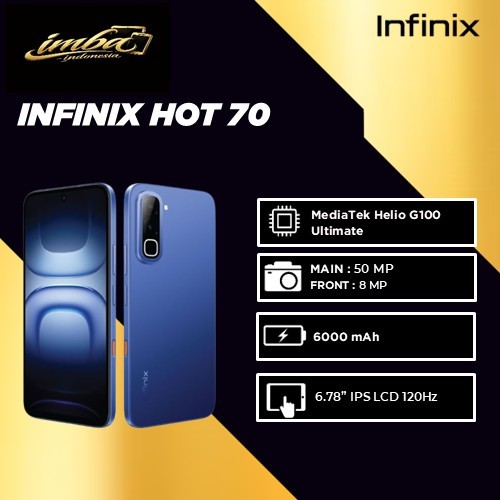 NEW Infinix Hot 70 [6/128GB][8/128GB] [6/256GB]   MediaTek Helio G100 Ultimate GARANSI RESMI INDONES