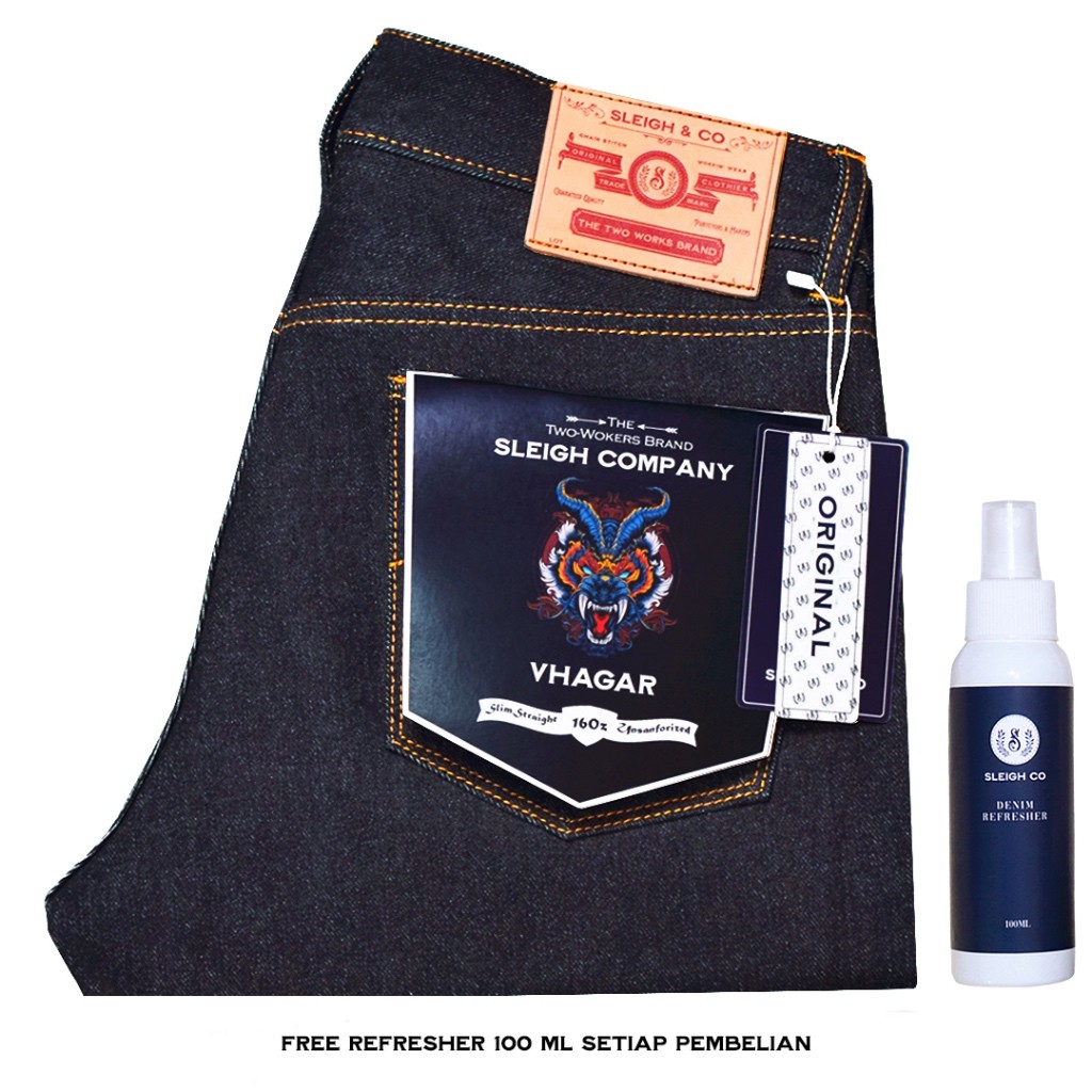 Promo Celana - Vhagar 16oz  Pants Denim Selvedge Accent - Extra Black Indigo