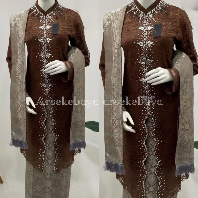 (BinarBP) kebaya hajat brokat zikzak/kebaya ibu besan/kebaya jumbo/kebaya tunik zikzak