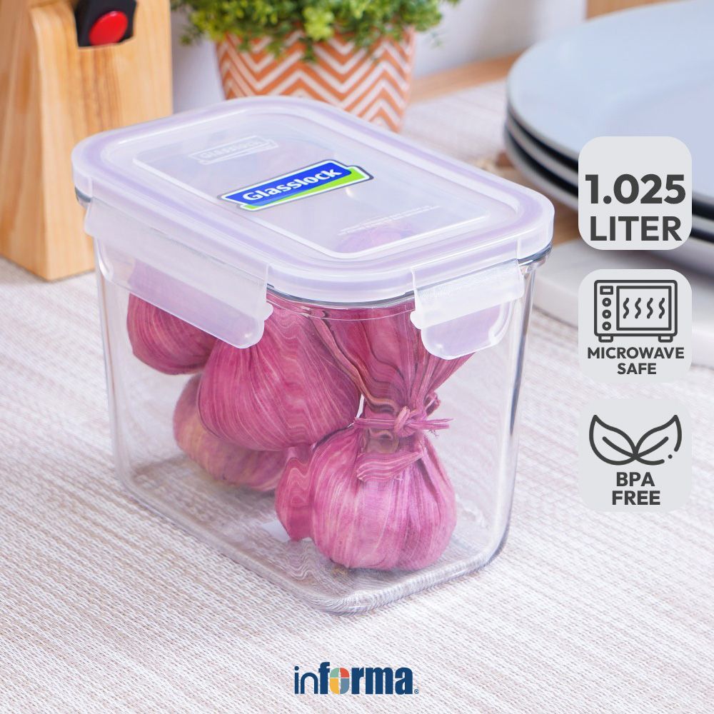 Informa Glasslock 1.025 ltr Basic Wadah Makanan - Ungu Food Container Kotak Makan Food Grade Serbagu