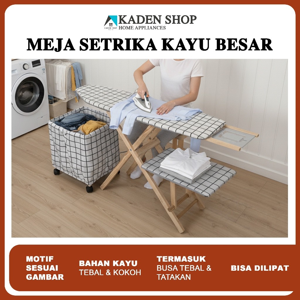 Meja Setrika Kayu Jati Besar Dengan Tray