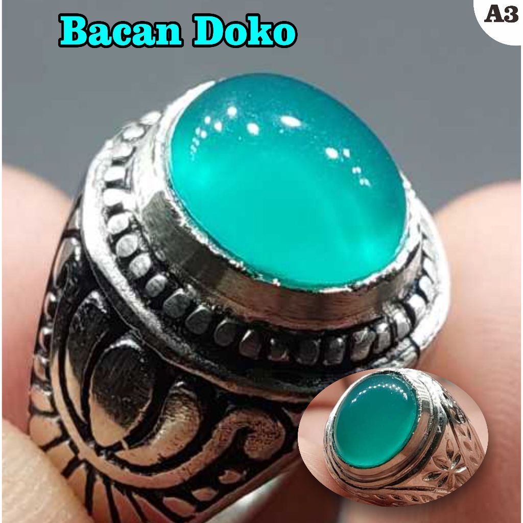 Cincin batu akik bacan doko / bacan  manmade/ tidak asli / A3