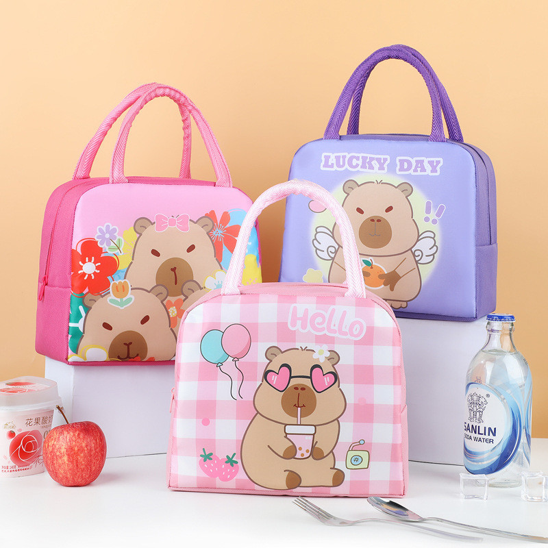 1234OS - Tas Bekal Tempat Bekal Lucu Motif Capybara  Tempat Makan Anak Sekolah Tas Bekal Makanan Tas