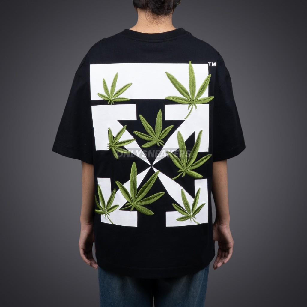 Ramadhan - COD Kaos OFF WHITE WEED ARROWS OVER SKATE BLACK TEE T-shirt Pria Unisex Full Tag Brended