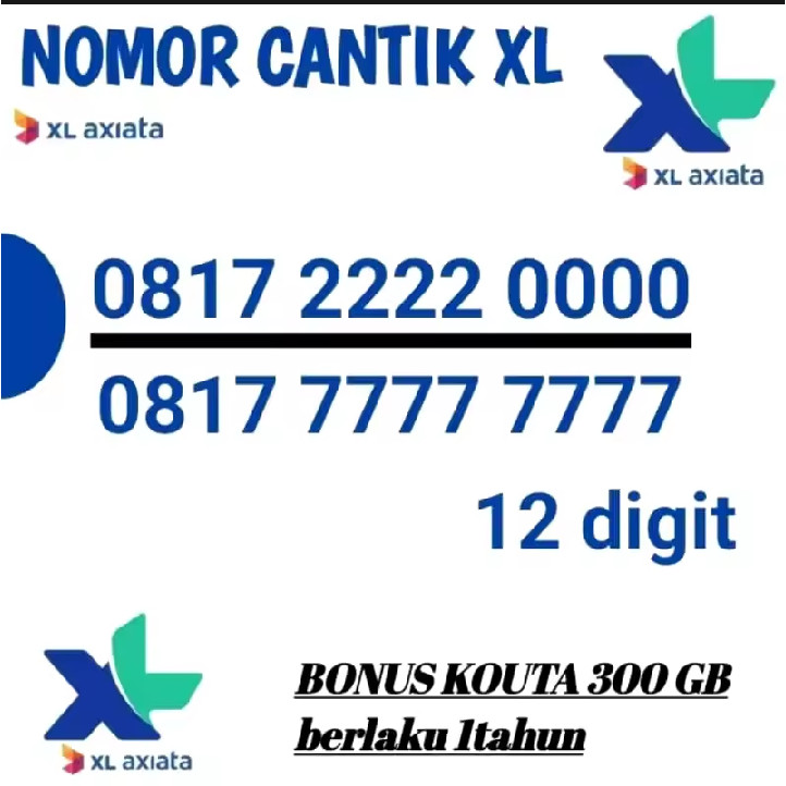 Promo Kartu Perdana XL 12 Digit Bonus Kuota 300GB Support Jaringan 4G