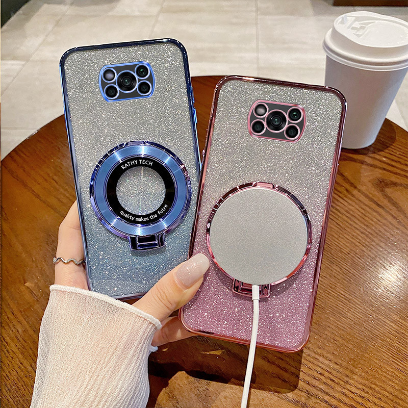 Casing untuk Xiaomi Poco X3 NFC Poco X3 Pro dengan holder bulat lipat, mendukung pengisian daya nirk