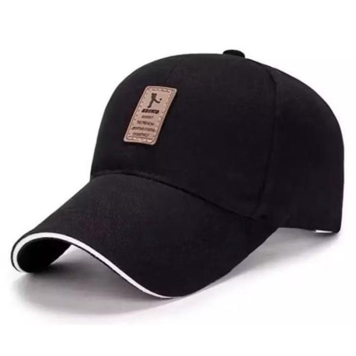Topi Pria Wanita Baseball Golf Logo Ediko Sport Fashion - Hitam - Hitam