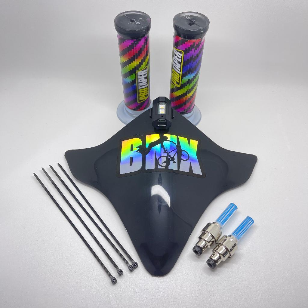 PAKET KOMPLIT VISOR SEPEDA BMX + STIKER HOLOGRAM BMX + LAMPU TEMPEL + LAMPU TUTUP PENTIL NYALA + HAN