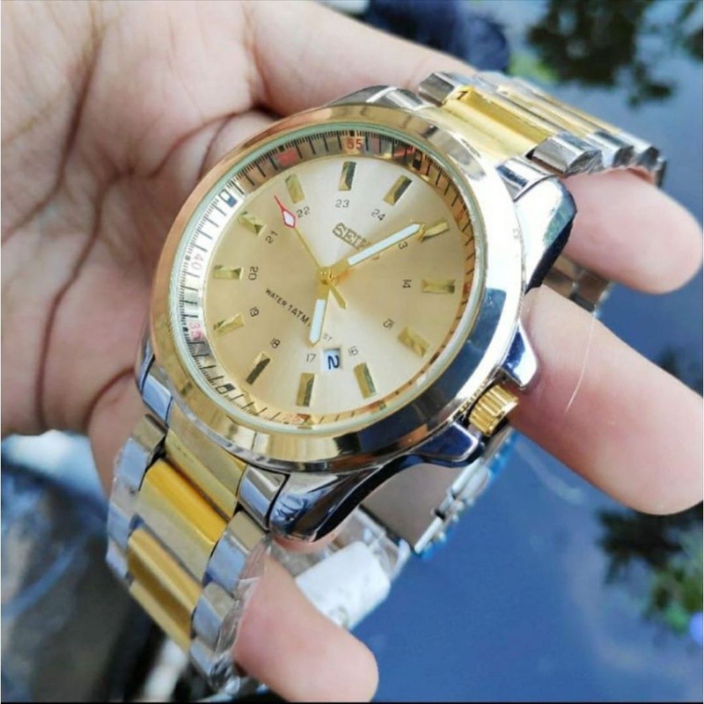 PROMO Jam Tangan Saiko 5 Pria Cowok Analog Tanggal Hari Aktif Rantai Stainless Anti Air Bisa Untuk B