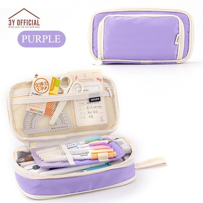 BIG SALE 3Y Angoo macaron window Pencil Case kotak pensil tempat makeup gaya korea besar Alat Statio