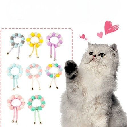 Tail Planet COD  Kalung Hewan Peliharaan, Permen Pom-Pom Macaron, Dapat Disesuaikan, Syal Kucing, Ku