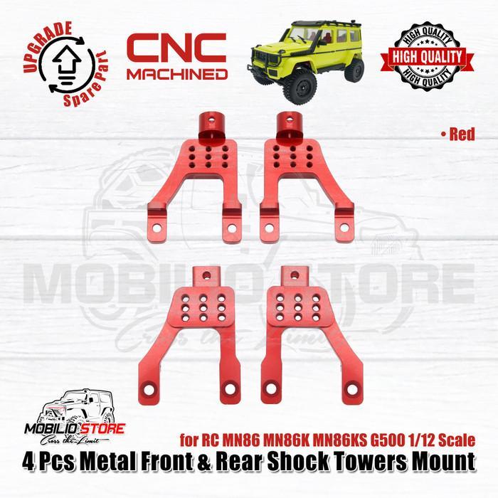 Metal Front & Rear Shock Tower Mount for RC MN86 MN86K MN86KS 1/12 - Red