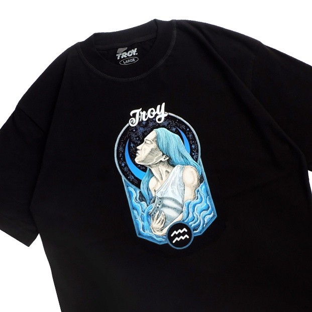 Troy Company T-Shirt Kaos Hitam Zodiac Series Zodiak Aquarius MT 2060