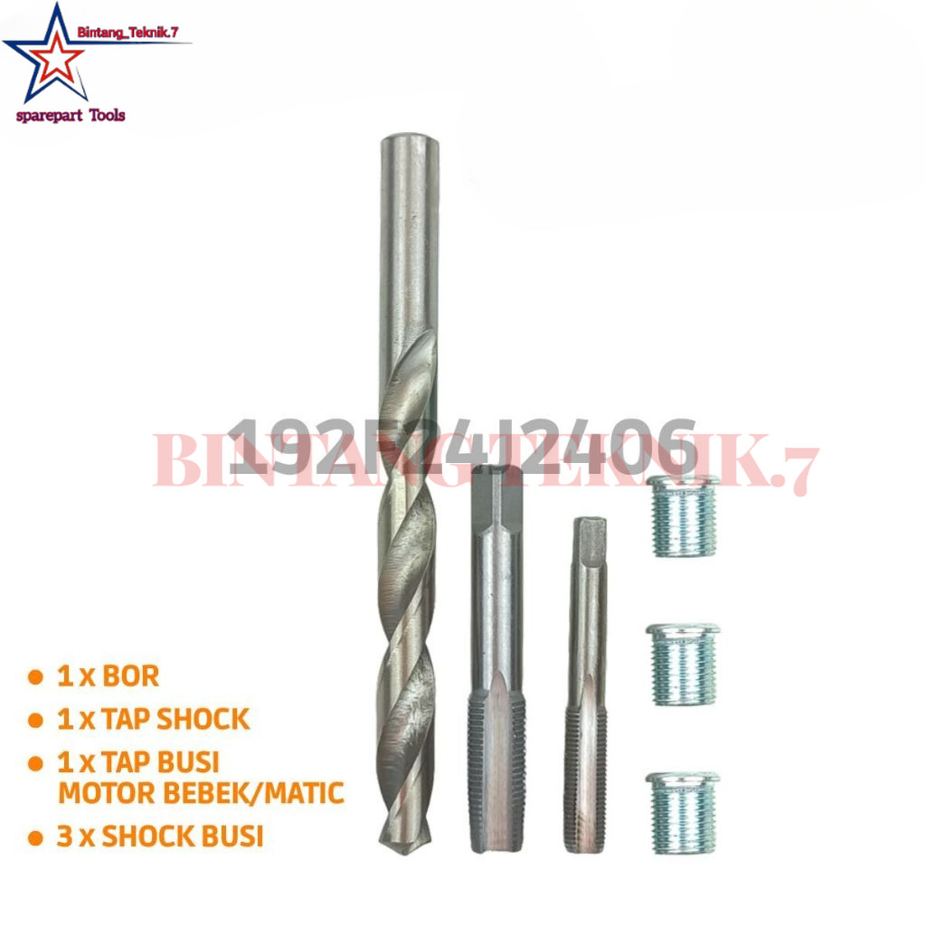 Paket Komplit Alat Reparasi Drat Busi Motor Bebek Matic Ovebosh Busi Set Bor Tap