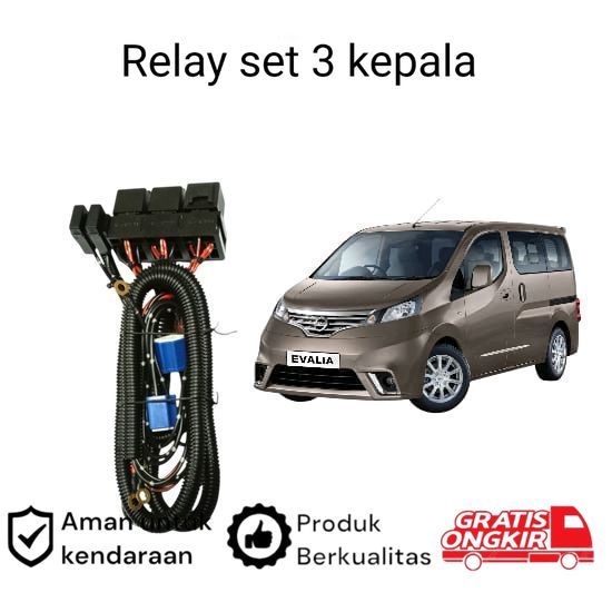 Relay Set Lampu Utama LED H4  Mobil Nissan Evalia Koko