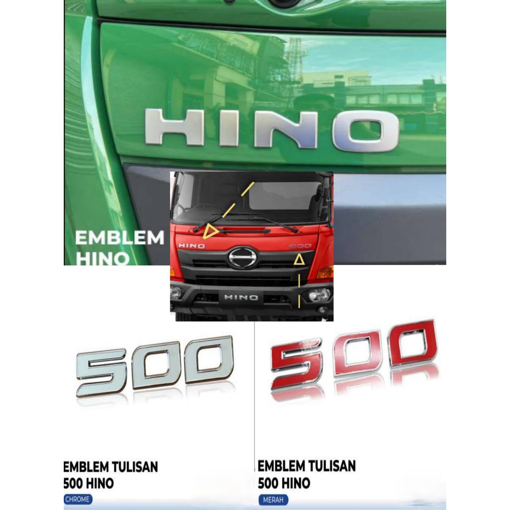 Emblem Tulisan HINO 500 chrome merah