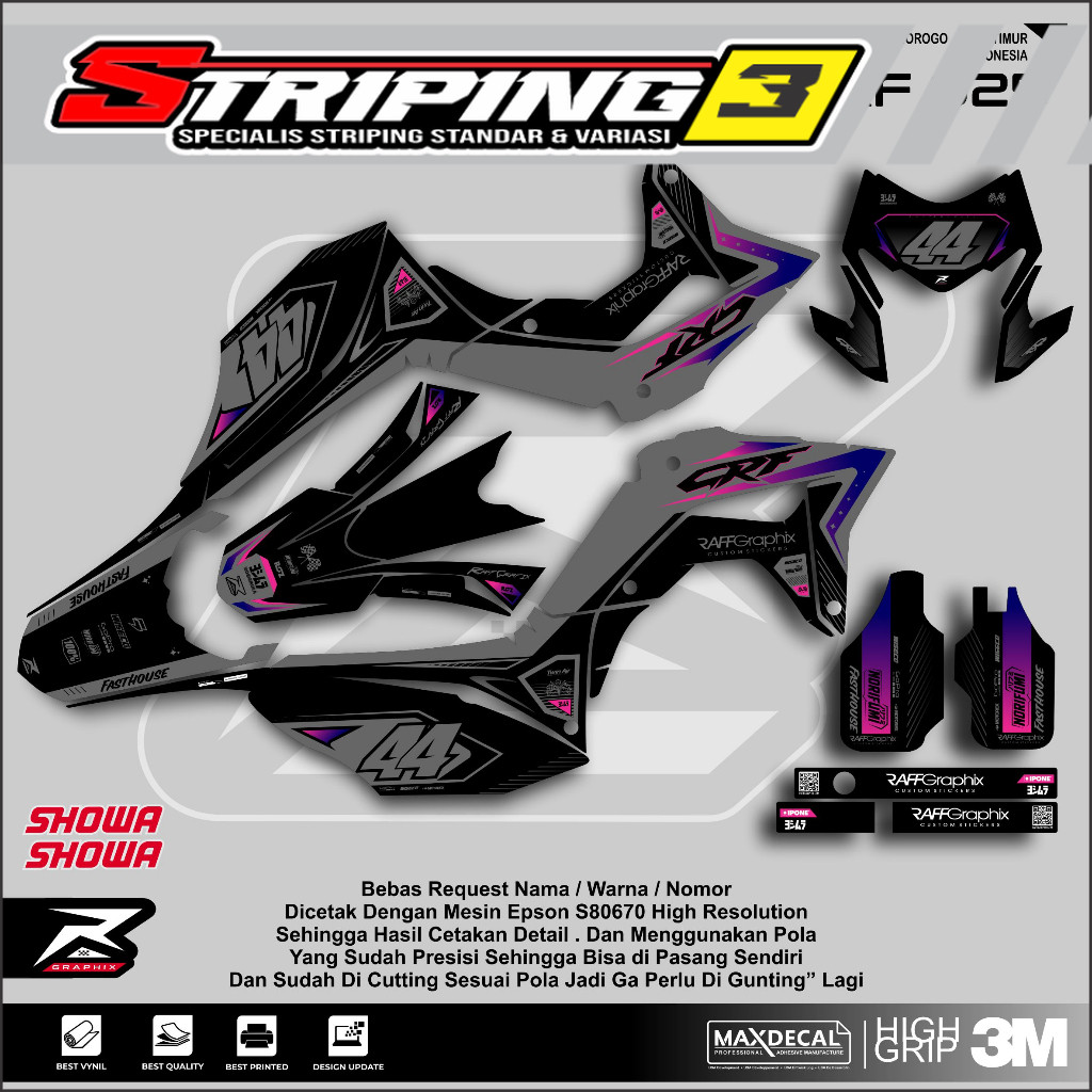 Decal Crf 150 Simpel / Decal Crf Hitam Merah / Sticker Crf 025