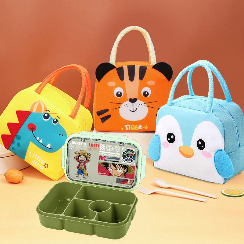 Cartoon Handheld InsulaLuffyPop Bag 5 Compartment 1300ML Leak Proof Lunch Box LuffyPop