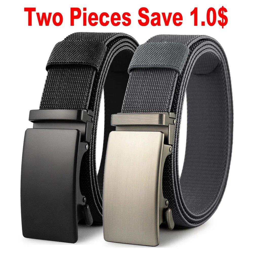 New Golf Sports Elastic Belt Tactical Belt Metal Automatic Buckle Tough Stretch Nylon Men Military B