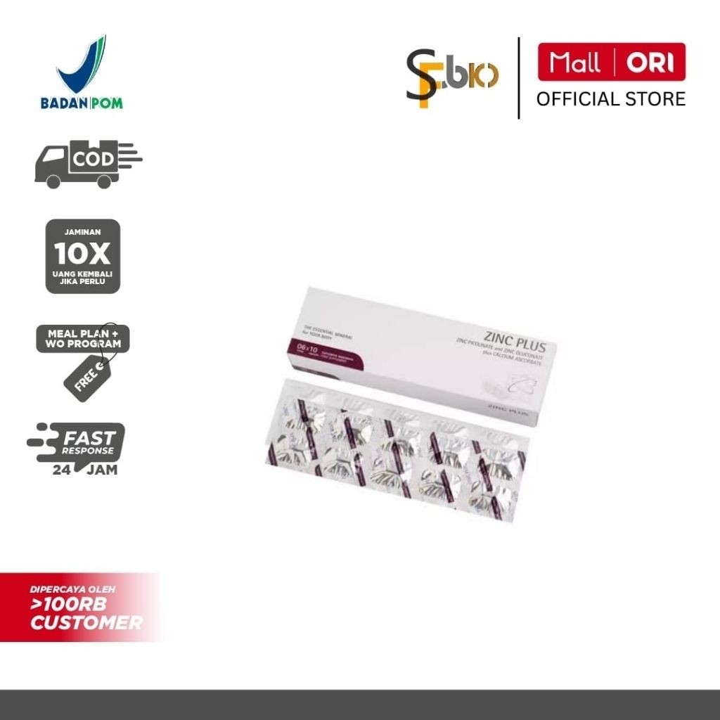 ZINC PLUS Untuk Jerawat Rambut Rontok Vitamin C [1 strip] 10 Kapsul