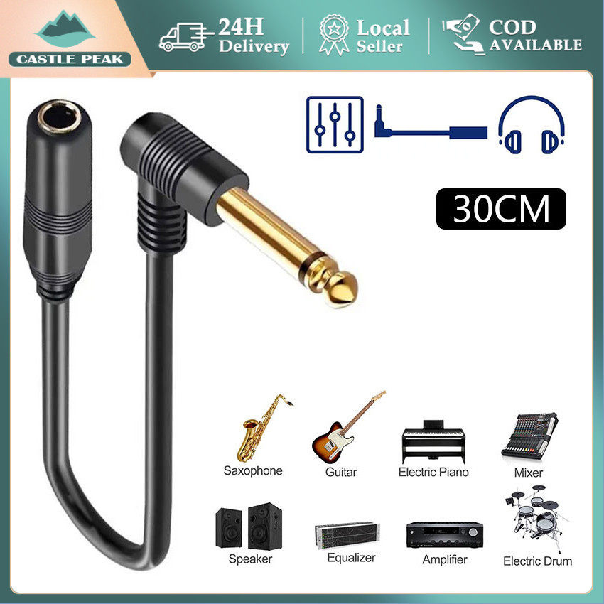 Kabel Audio Pro 6.5mm Jack Akai L-Shape to Mono Female - Konektor Tembaga Murni untuk Mikrofon, Gita