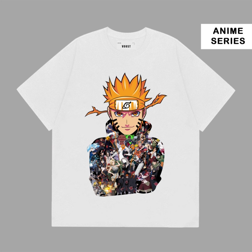 Voust T-shirt Kaos Anime Naruto UZUMAKI Hitam Putih 24s