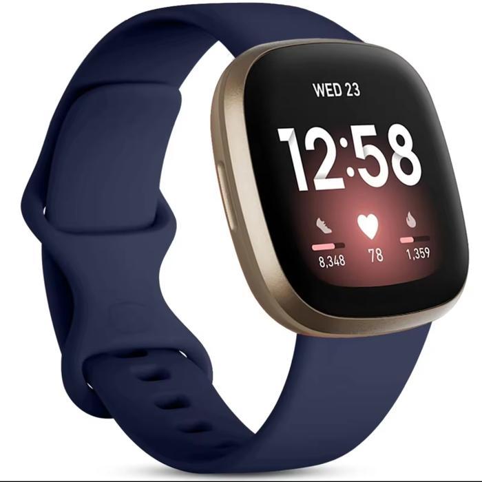 BEST= Strap Silicone Fitbit Tipe A Silicon Versa 3 4 Sense 1 2 Smartwatch - Navy (S)