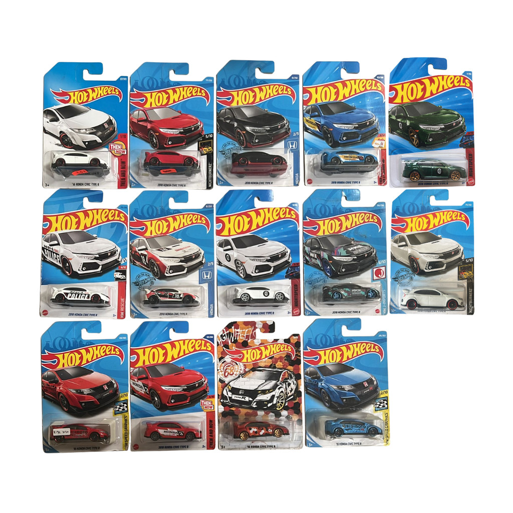 Hotwheels Regular Honda Civic Type R, Red, Blue, White, Black, HKS Card Not Mint SNI Original Mattel