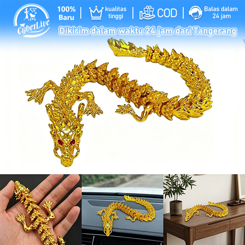 Naga Artikulasi Kuningan Articulated Dragon Figure Naga Fleksibel 3d Dekorasi Mainan Action Figure