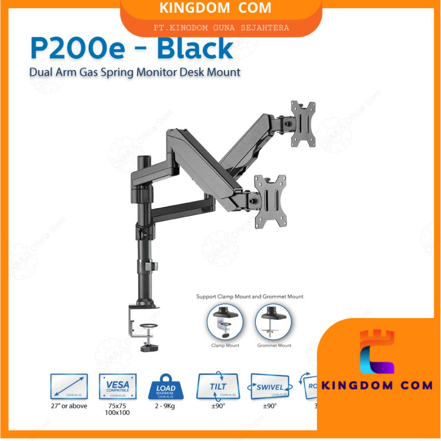 BRACKET MONITOR DESKMOUNT GAS SPRING OXIMUS P200e TILT SWIVEL ROTATE