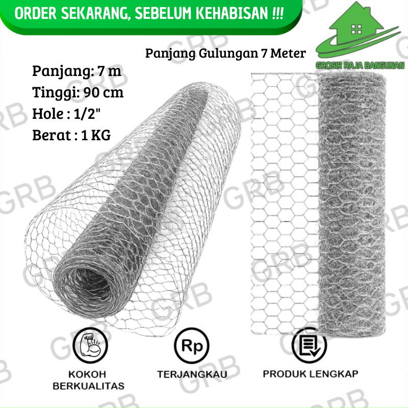 Kawat Ayam 7 meter Hexagonal kandang ayam / Galvanis Peroll KAWAT ayam WIRE MESH Anti Karat